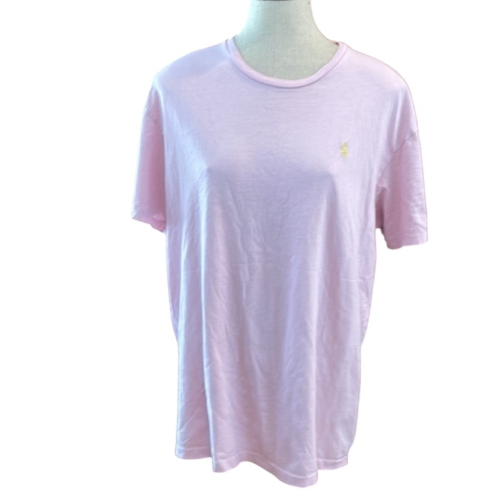 Ralph R Lauren Short sleeve pink polo T-shirt cotton mens size L G vintage 1990s